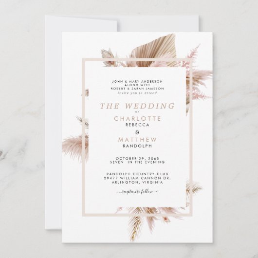 Pampas NeutralBeide reeksen de Uitnodiging van de  (Voorkant)