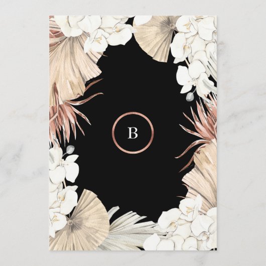 Pampas Onyx Premium - Roos Gold Cirkelmonogram Menu (Achterkant)