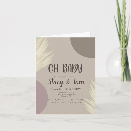 Pampas Organic Shapes Bohemen Baby shower (Voorkant)