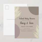 Pampas Organic Shapes Bohemen Virtual Baby shower Uitnodiging Briefkaart (Voorkant / Achterkant)