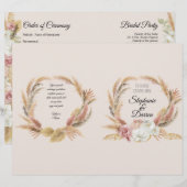Pampas Palm Boho Floral Waterverf Wedding Programm (Voorkant / Achterkant)
