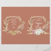 Pampas Palm Pink Floral Terrcotta Wedding Programm (Voorkant)