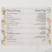 Pampas Palm Pink Floral White Wood Wedding Program (Achterkant)