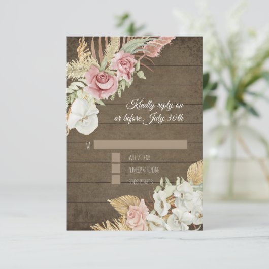 Pampas Palm Roos Wreath Rustiage RSVP (Staand voorkant)