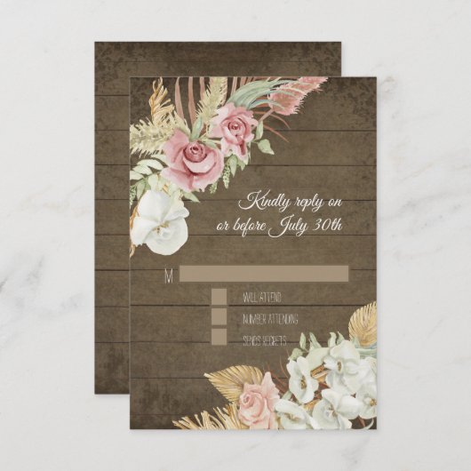 Pampas Palm Roos Wreath Rustiage RSVP (Voorkant / Achterkant)