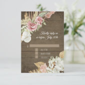Pampas Palm Roos Wreath Rustiage RSVP Kaartje (Staand voorkant)