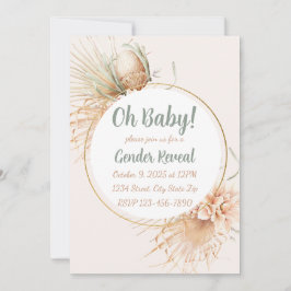 Pampas Palmblad Neutrale Toon Boho Geslacht Reveal Kaart