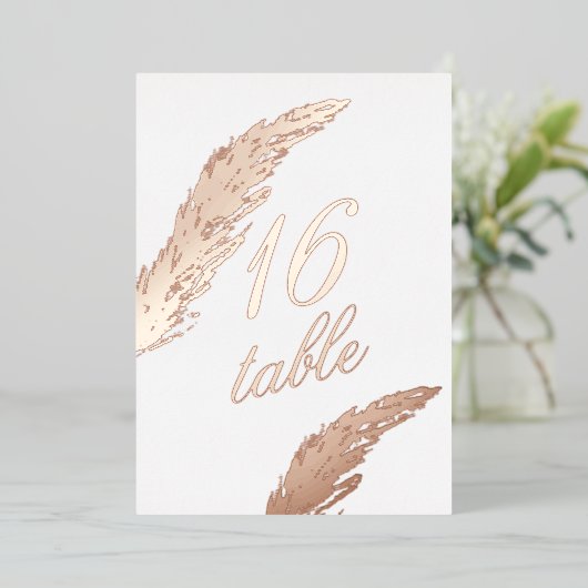 Pampas Ppress Foilage Folie Table Number Folie Uitnodiging (Staand Voorkant)