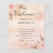 Pampas roos bloemenbruiloft programma tafel nummer (Voorkant)