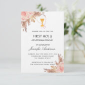 Pampas roos blush eerst holy communiqué luxe kaart (Staand voorkant)