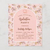 Pampas roos budget graduatie feestuitnodiging (Voorkant)