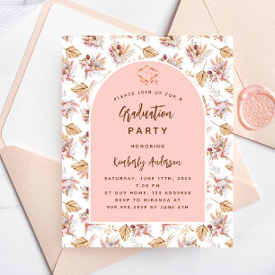 Pampas roos budget graduatie feestuitnodiging flyer