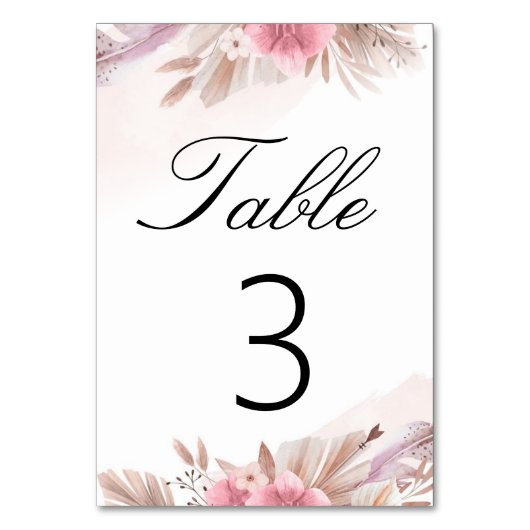 Pampas Roos en Champagne Boho Chic Bruiloft Kaart (Voorkant)
