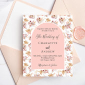 Pampas roos gouden budget bruiloft uitnodiging