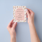Pampas roos gouden budget bruiloft uitnodiging flyer (Hand)