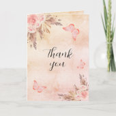 Pampas roos goudflorals boho bedankkaart (Voorkant)