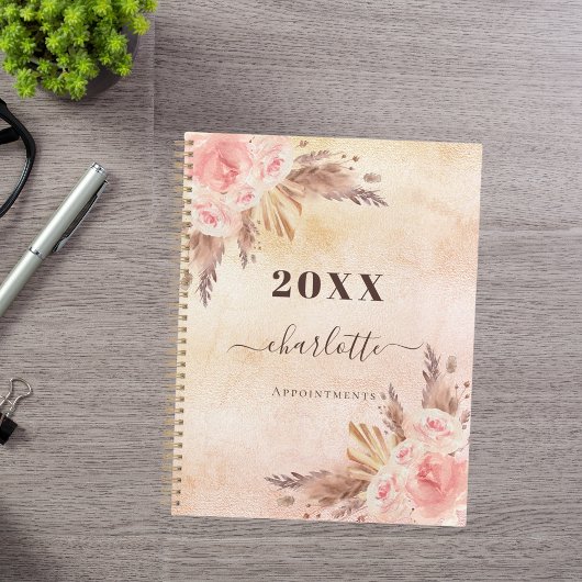 Pampas roos goudflorals naam 2023 planner