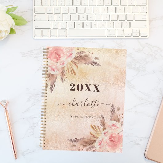Pampas roos goudflorals naam 2023 planner