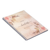 Pampas roos goudflorals naam notitieboek (Rechterzijde)