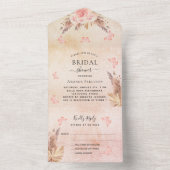 Pampas roos vlinder florale RSVP-Vrijgezellenfeest All In One Uitnodiging (Binnen)