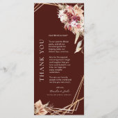 Pampas Rosewood Floral Gold Wedding Menu (Achterkant)