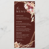 Pampas Rosewood Floral Gold Wedding Menu (Voorkant)