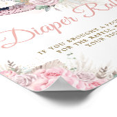 Pampas Roze Bloemen Rocking Horse Luier Raffle Poster (Hoek)