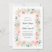 Pampas Roze Bloemen Waterverf Bruiloft Kaart (Voorkant)