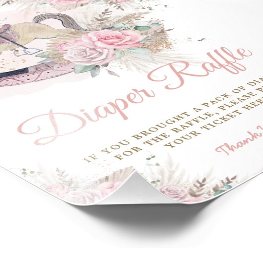 Pampas Roze Bloemenschommelpaard Luierloterij Foto Afdruk (Hoek)