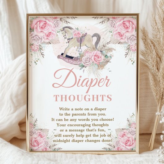 Pampas Roze Bloemenschommelpaard Luiersets Ooit Poster