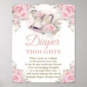 Pampas Roze Bloemenschommelpaard Luiersetsels Geda Poster (Voorkant)