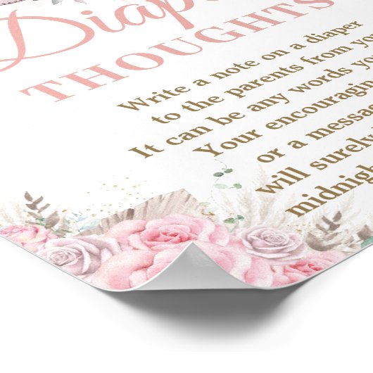 Pampas Roze Bloemenslinger Schommelpaard Luier Ged Poster (Hoek)