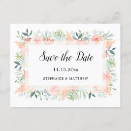 Pampas Rozen Groen Bruiloft Save The Date Aankondigingskaart