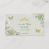 Pampas Sage Groen Bloemen Quinceañera Gift Registr Informatiekaartje (Achterkant)