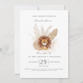 Pampas schattige Leeuw baby shower uitnodiging (Voorkant)