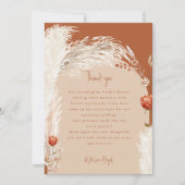 Pampas Terracotta Bruidsfeest Dank Je Bedankkaart (Voorkant)