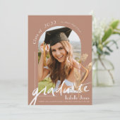 Pampas Terracotta Foto Afstuderen Aankondiging (Staand voorkant)