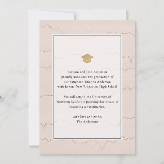 Pampas Terracotta Foto Afstuderen Aankondiging (Achterkant)