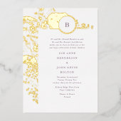 Pampas Wedding met Gold Leaf Spring Boho Folie Uitnodiging (Voorkant)