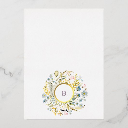 Pampas Wedding met Gold Leaf Spring Boho Folie Uitnodiging (Achterkant)