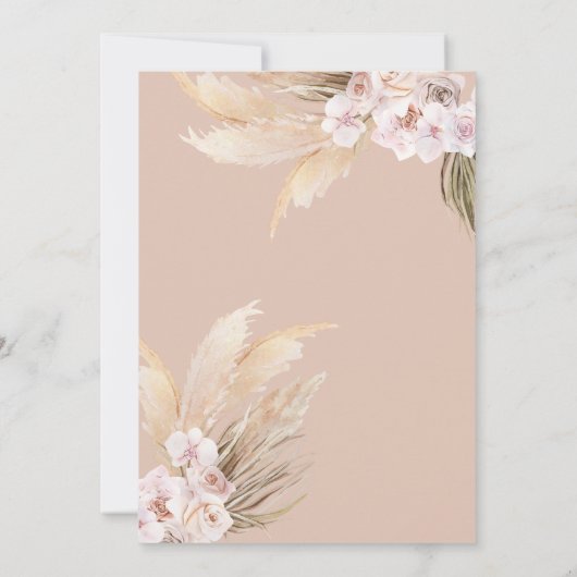 Pampas Wedding nodigboho beige Kaart (Achterkant)