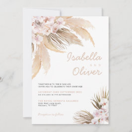Pampas Wedding nodigboho beige Kaart