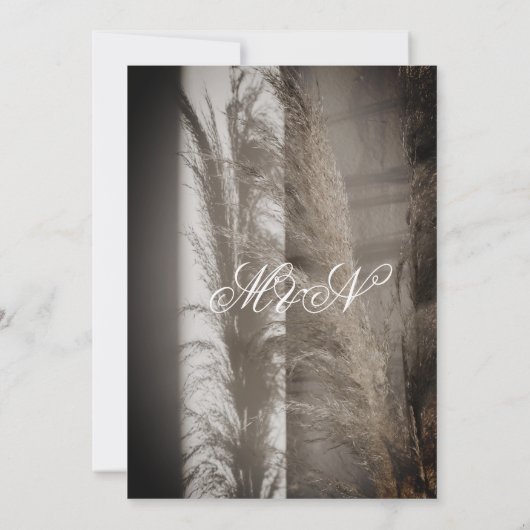 Pampas Wedding Romantic Manuscript Uitnodiging (Achterkant)