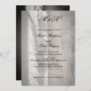 Pampas Wedding Romantic Manuscript Uitnodiging