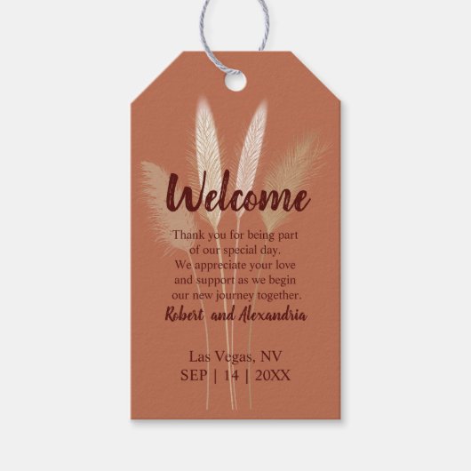 Pampas Wedding Welcome Favor Party Favor Cadeaulabel (Voorkant)