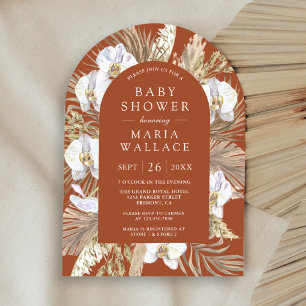 Pampas White Orchid Terracotta Arch Baby shower Kaart