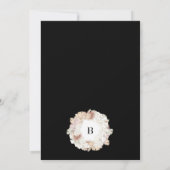 Pampas Wreath Black White Monogram Weddenschap Kaart (Achterkant)