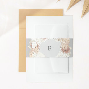 Pampas Wreath Gray Elegant Ultimate Mod Monogram Uitnodigingen Wikkel