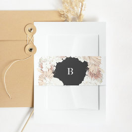 Pampas Wreath Modern White Elegant Monogram Simple Uitnodigingen Wikkel