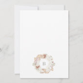 Pampas Wreath Moss Green Monogram Wedding Kaart (Achterkant)